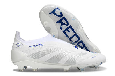 Men's Adidas Predator 25 Elite Laceless FG Firm Ground Low-Tops Football Boots - Beige/Silver/White