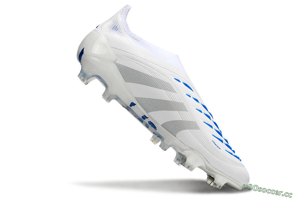Men's Adidas Predator 25 Elite Laceless FG Firm Ground Low-Tops Football Boots - Beige/Silver/White 4