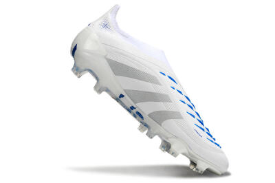 Men's Adidas Predator 25 Elite Laceless FG Firm Ground Low-Tops Football Boots - Beige/Silver/White