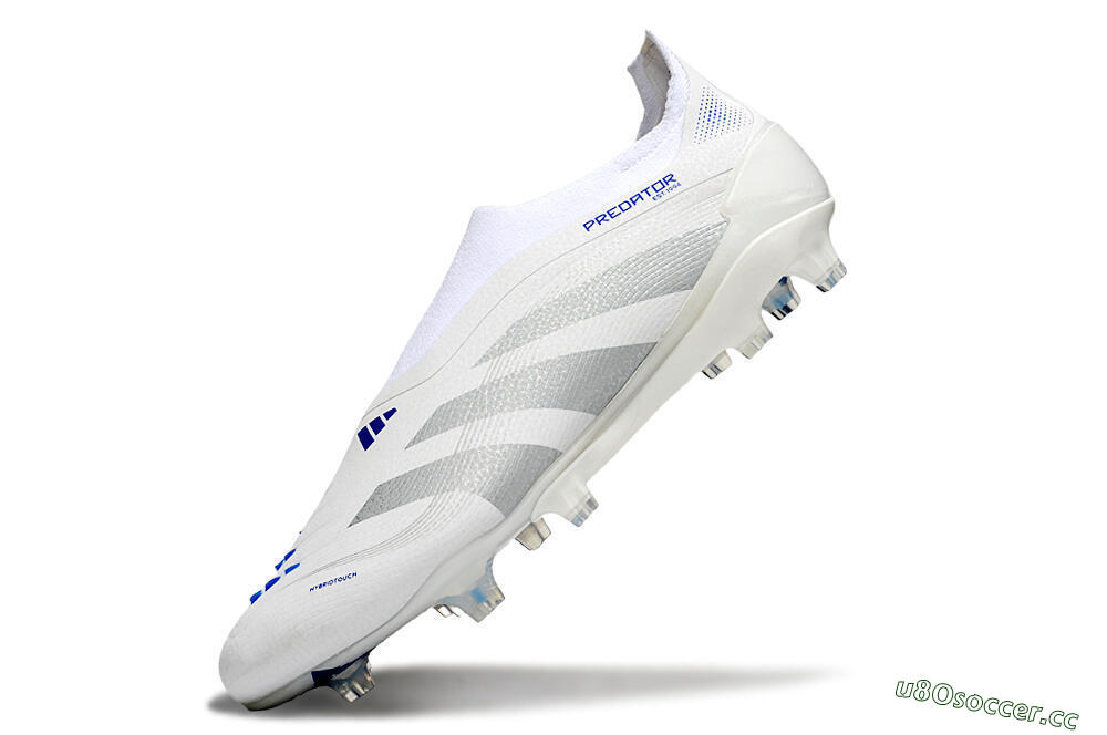 Men's Adidas Predator 25 Elite Laceless FG Firm Ground Low-Tops Football Boots - Beige/Silver/White 5