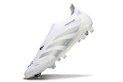 Men's Adidas Predator 25 Elite Laceless FG Firm Ground Low-Tops Football Boots - Beige/Silver/White