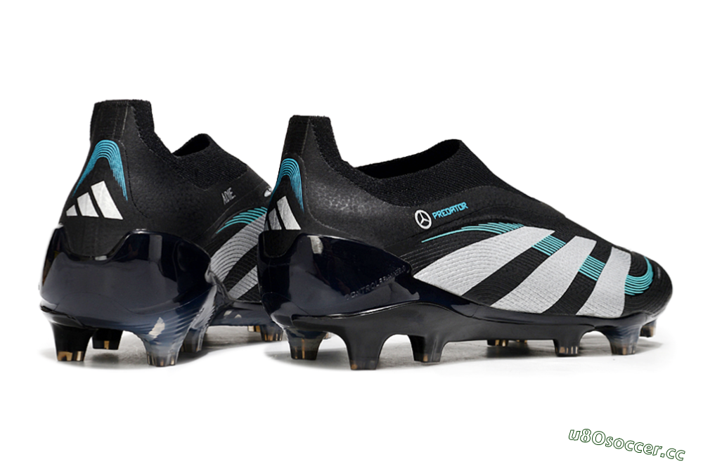 Men's Adidas Predator 25 Elite Laceless FG Firm Ground Low-Tops Football Boots - Black/White/Jade 6