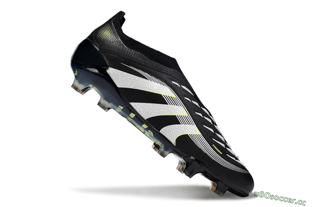 Men's Adidas Predator 25 Elite Laceless FG Firm Ground Low-Tops Football Boots - Black/White/Yellow 4