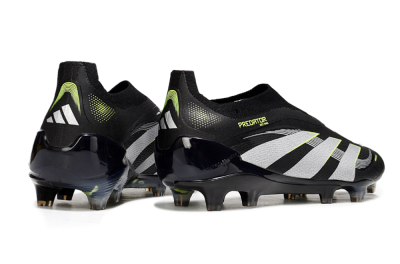 Men's Adidas Predator 25 Elite Laceless FG Firm Ground Low-Tops Football Boots - Black/White/Yellow