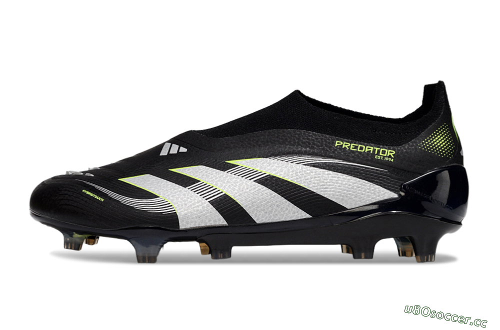 Men's Adidas Predator 25 Elite Laceless FG Firm Ground Low-Tops Football Boots - Black/White/Yellow 0