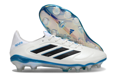 Men's Adidas Copa Pure 3 Elite FG Firm Ground Low-Tops Football Boots - White/Black/Blue