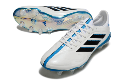 Men's Adidas Copa Pure 3 Elite FG Firm Ground Low-Tops Football Boots - White/Black/Blue
