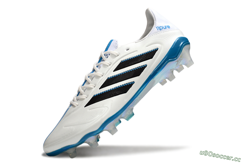 Men's Adidas Copa Pure 3 Elite FG Firm Ground Low-Tops Football Boots - White/Black/Blue 5