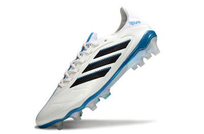 Men's Adidas Copa Pure 3 Elite FG Firm Ground Low-Tops Football Boots - White/Black/Blue