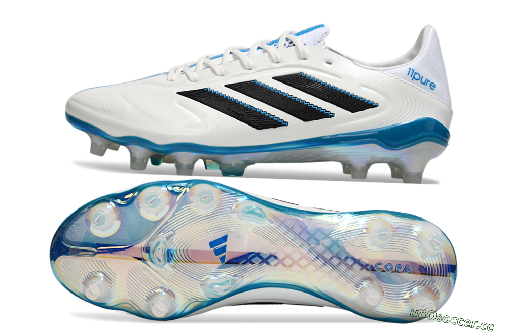 Men's Adidas Copa Pure 3 Elite FG Firm Ground Low-Tops Football Boots - White/Black/Blue 1