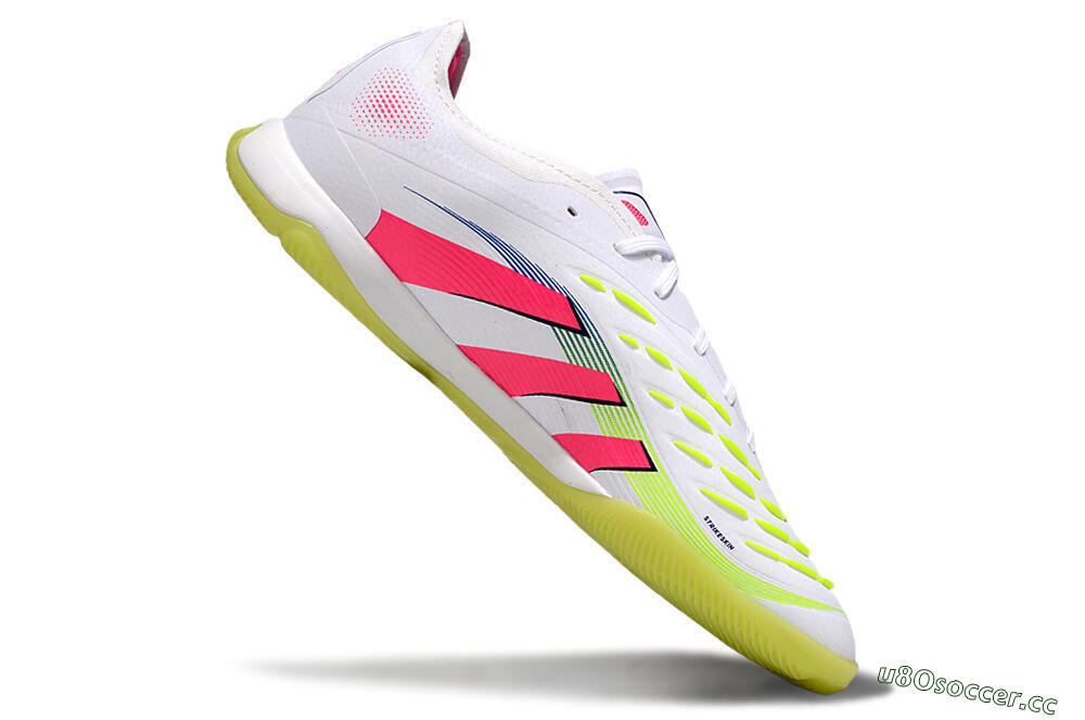 Men's Adidas Predator 25 Elite IC Indoor & Futsal Low-Tops Football Shoes - White/Pink/Yellow 4