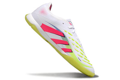 Men's Adidas Predator 25 Elite IC Indoor & Futsal Low-Tops Football Shoes - White/Pink/Yellow
