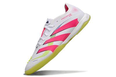 Men's Adidas Predator 25 Elite IC Indoor & Futsal Low-Tops Football Shoes - White/Pink/Yellow