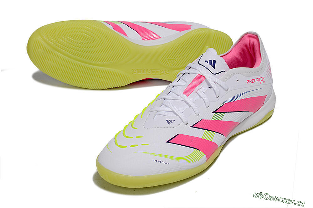 Men's Adidas Predator 25 Elite IC Indoor & Futsal Low-Tops Football Shoes - White/Pink/Yellow 3