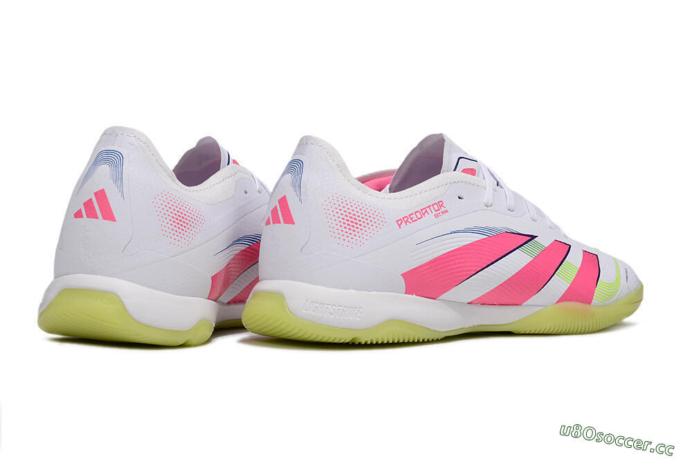 Men's Adidas Predator 25 Elite IC Indoor & Futsal Low-Tops Football Shoes - White/Pink/Yellow 6