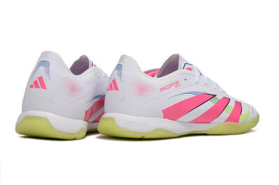 Men's Adidas Predator 25 Elite IC Indoor & Futsal Low-Tops Football Shoes - White/Pink/Yellow