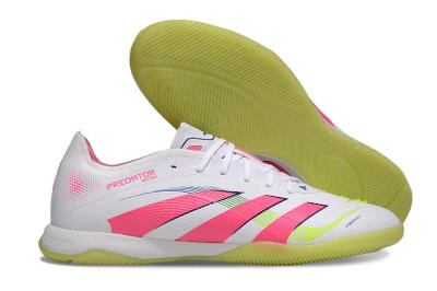 Men's Adidas Predator 25 Elite IC Indoor & Futsal Low-Tops Football Shoes - White/Pink/Yellow