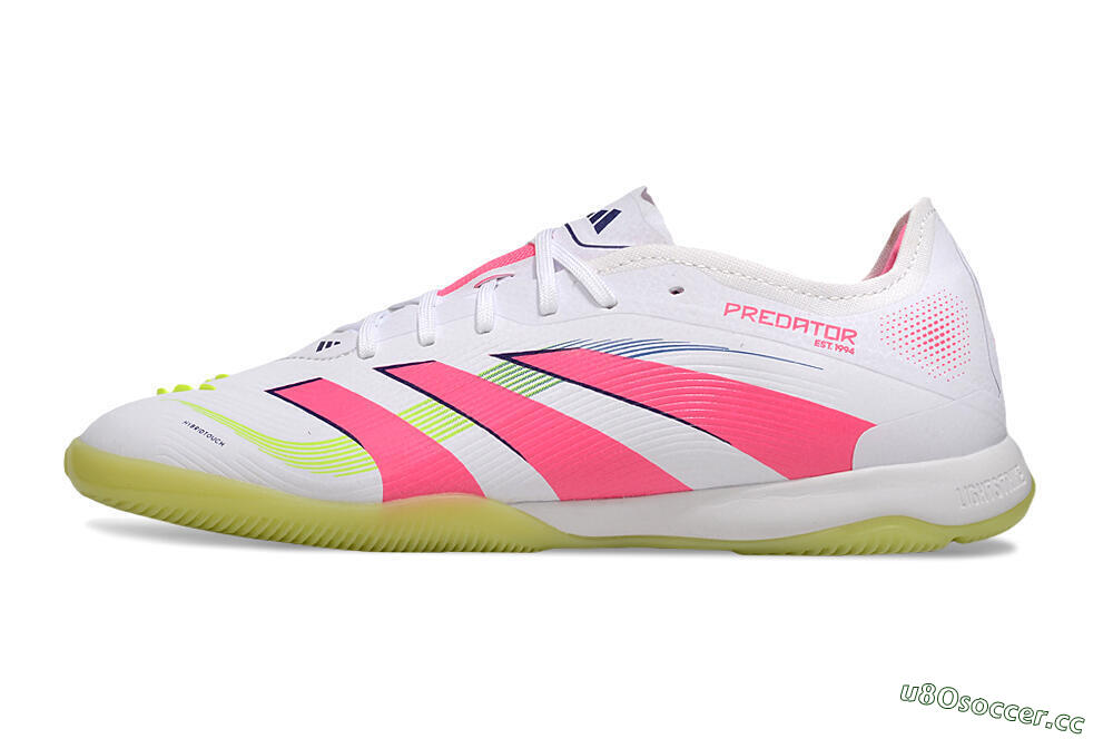 Men's Adidas Predator 25 Elite IC Indoor & Futsal Low-Tops Football Shoes - White/Pink/Yellow 0