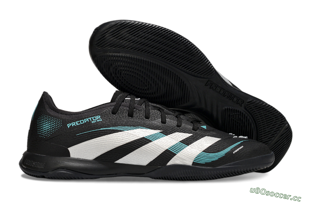 Men's Adidas Predator 25 Elite IC Indoor & Futsal Low-Tops Football Shoes - Black/White/Jade 2