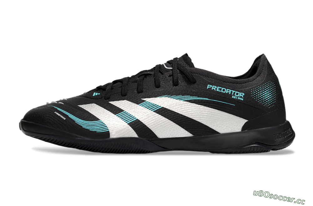 Men's Adidas Predator 25 Elite IC Indoor & Futsal Low-Tops Football Shoes - Black/White/Jade 0