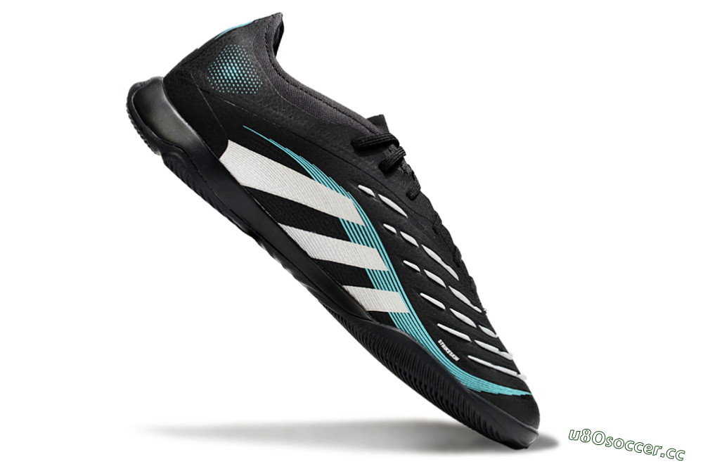 Men's Adidas Predator 25 Elite IC Indoor & Futsal Low-Tops Football Shoes - Black/White/Jade 4
