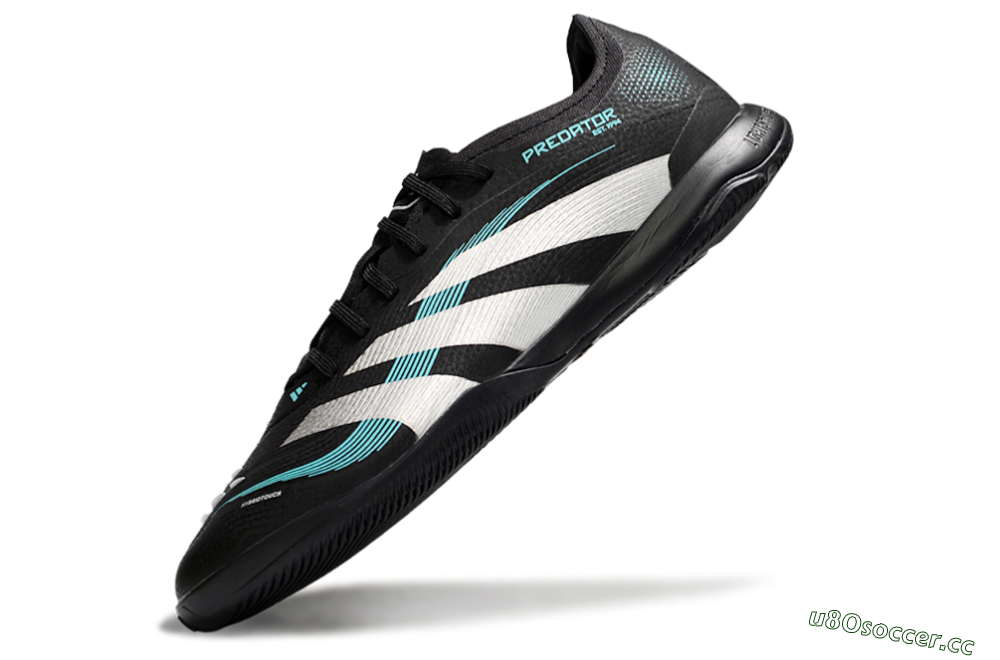 Men's Adidas Predator 25 Elite IC Indoor & Futsal Low-Tops Football Shoes - Black/White/Jade 5