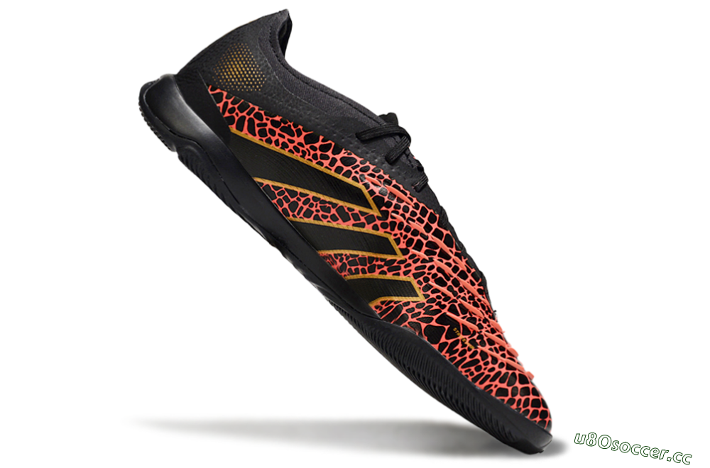 Men's Adidas Predator 25 Elite IC Indoor & Futsal Low-Tops Football Shoes - Black/Red/Yellow 4