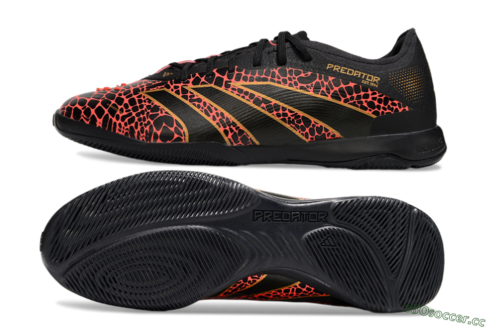Men's Adidas Predator 25 Elite IC Indoor & Futsal Low-Tops Football Shoes - Black/Red/Yellow 1
