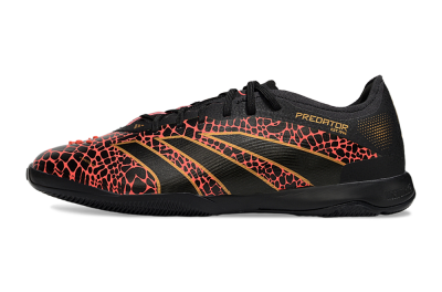 Men's Adidas Predator 25 Elite IC Indoor & Futsal Low-Tops Football Shoes - Black/Red/Yellow