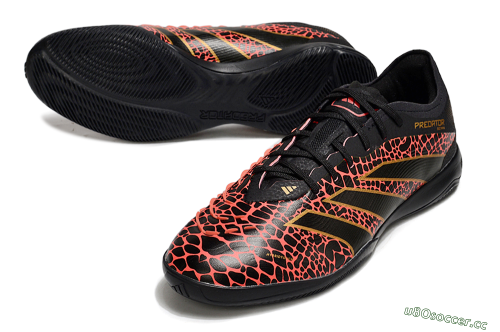 Men's Adidas Predator 25 Elite IC Indoor & Futsal Low-Tops Football Shoes - Black/Red/Yellow 3