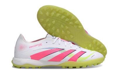 Men's Adidas Predator 25 Elite TF Artificial Turf Low-Tops Football Shoes - White/Pink/Yellow