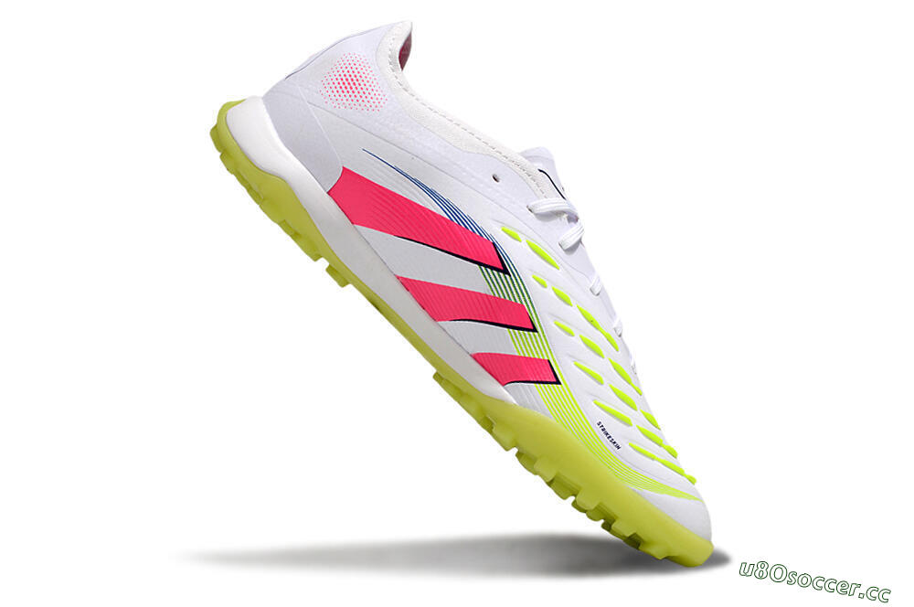 Men's Adidas Predator 25 Elite TF Artificial Turf Low-Tops Football Shoes - White/Pink/Yellow 4