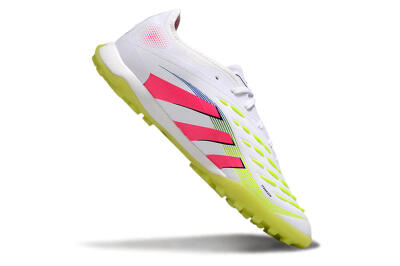 Men's Adidas Predator 25 Elite TF Artificial Turf Low-Tops Football Shoes - White/Pink/Yellow