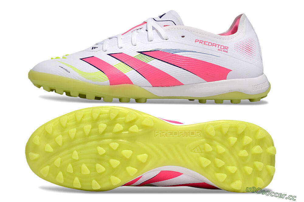 Men's Adidas Predator 25 Elite TF Artificial Turf Low-Tops Football Shoes - White/Pink/Yellow 1