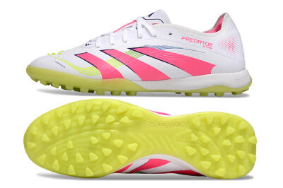 Men's Adidas Predator 25 Elite TF Artificial Turf Low-Tops Football Shoes - White/Pink/Yellow