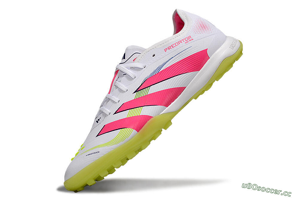 Men's Adidas Predator 25 Elite TF Artificial Turf Low-Tops Football Shoes - White/Pink/Yellow 5