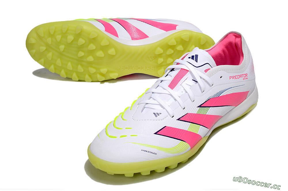 Men's Adidas Predator 25 Elite TF Artificial Turf Low-Tops Football Shoes - White/Pink/Yellow 3