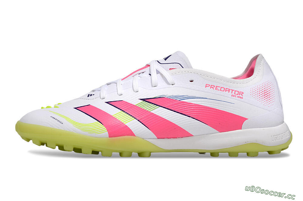Men's Adidas Predator 25 Elite TF Artificial Turf Low-Tops Football Shoes - White/Pink/Yellow 0
