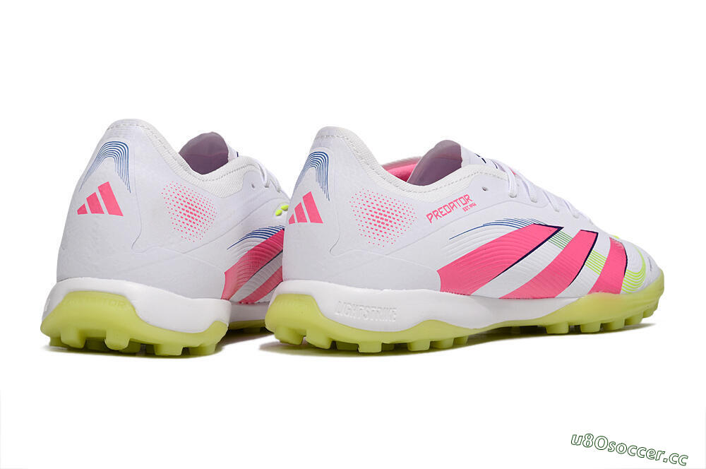 Men's Adidas Predator 25 Elite TF Artificial Turf Low-Tops Football Shoes - White/Pink/Yellow 6