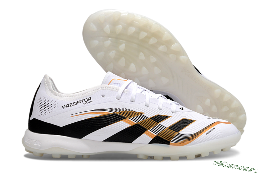 Men's Adidas Predator 25 Elite TF Artificial Turf Low-Tops Football Shoes - White/Black/Gold 2