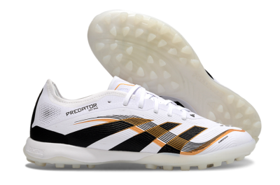 Men's Adidas Predator 25 Elite TF Artificial Turf Low-Tops Football Shoes - White/Black/Gold