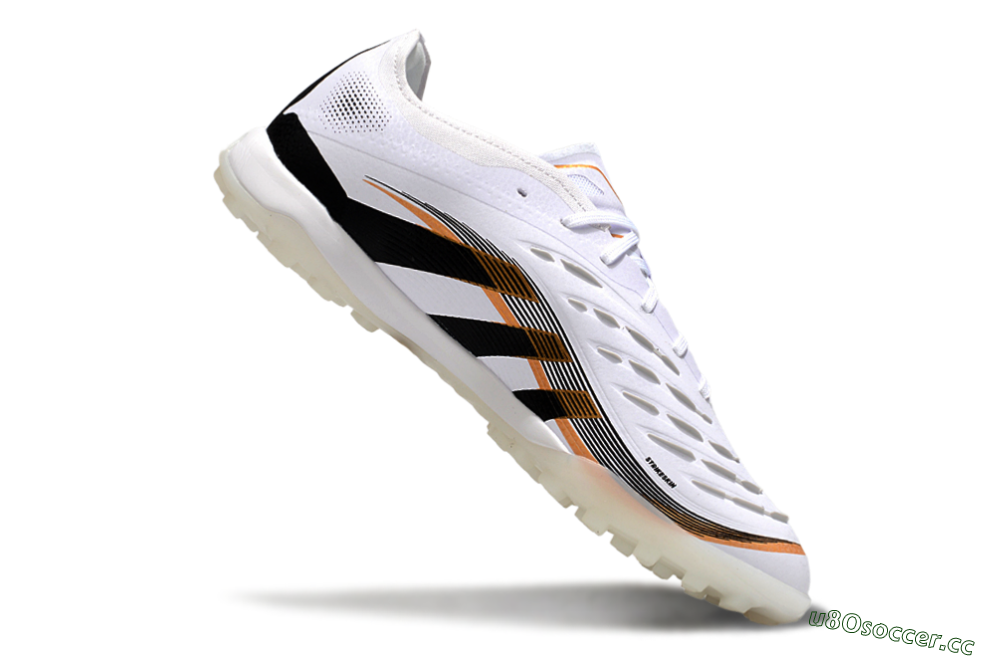 Men's Adidas Predator 25 Elite TF Artificial Turf Low-Tops Football Shoes - White/Black/Gold 4