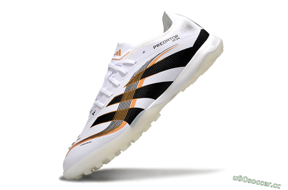Men's Adidas Predator 25 Elite TF Artificial Turf Low-Tops Football Shoes - White/Black/Gold 5