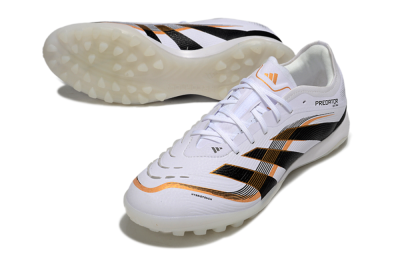 Men's Adidas Predator 25 Elite TF Artificial Turf Low-Tops Football Shoes - White/Black/Gold