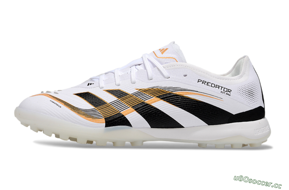 Men's Adidas Predator 25 Elite TF Artificial Turf Low-Tops Football Shoes - White/Black/Gold 0