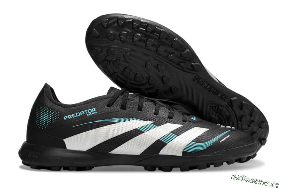 Men's Adidas Predator 25 Elite TF Artificial Turf Low-Tops Football Shoes - Black/White/Jade 2