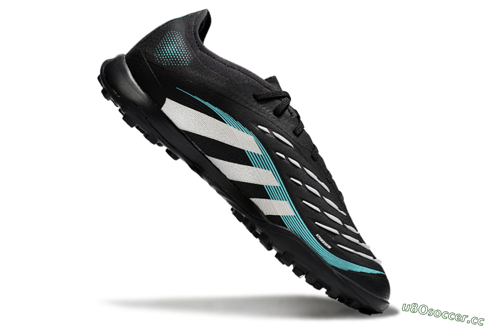 Men's Adidas Predator 25 Elite TF Artificial Turf Low-Tops Football Shoes - Black/White/Jade 4