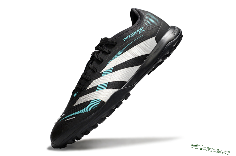 Men's Adidas Predator 25 Elite TF Artificial Turf Low-Tops Football Shoes - Black/White/Jade 5