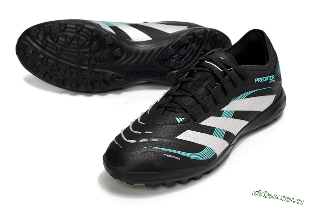 Men's Adidas Predator 25 Elite TF Artificial Turf Low-Tops Football Shoes - Black/White/Jade 3