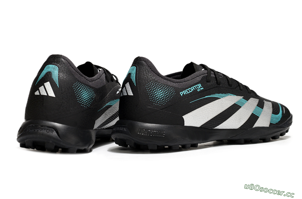 Men's Adidas Predator 25 Elite TF Artificial Turf Low-Tops Football Shoes - Black/White/Jade 6